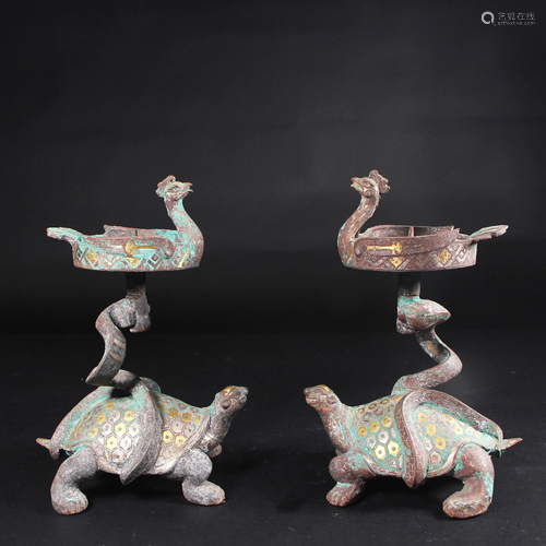 Pair Bronze Gilt Candlesticks