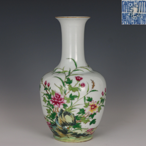 Famille Rose Floral Vase