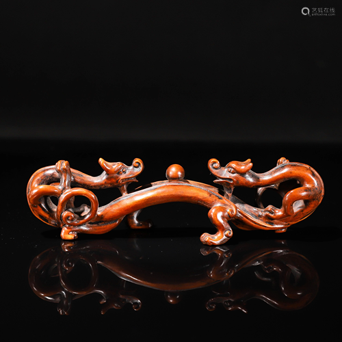 Carved Wooden Dragons Brushrest