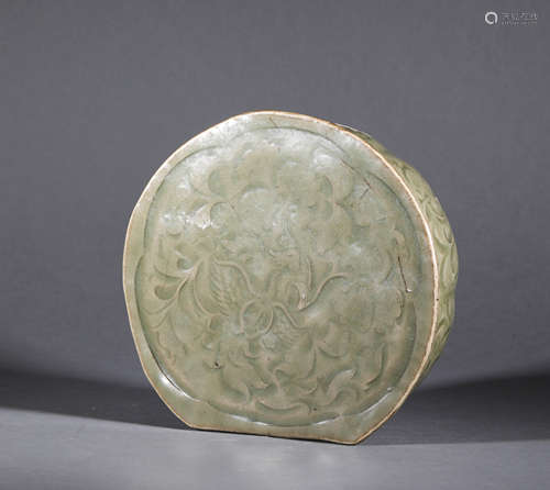 Celadon Porcelain Pillow with Flower Pattern in Song Dynasty