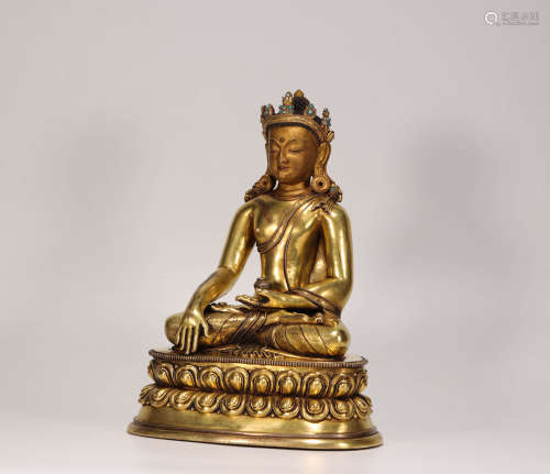 Gilded Bronze Buddha from Qing Dynasty