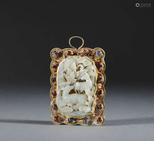 Heian Jade Pendant with Gold in Qing Dynasty