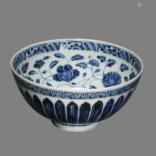 Blue and White Bowl with Flowers in Ming Dynasty