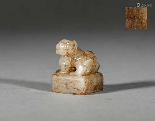 Hetian Jade of Auspicious Beast Seal in Han Dynasty