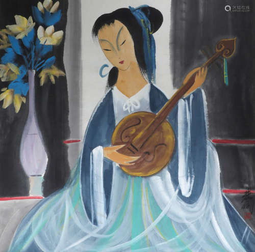 Maid Portrait Painted by Zhou Sicong in Modern Chinese Papr