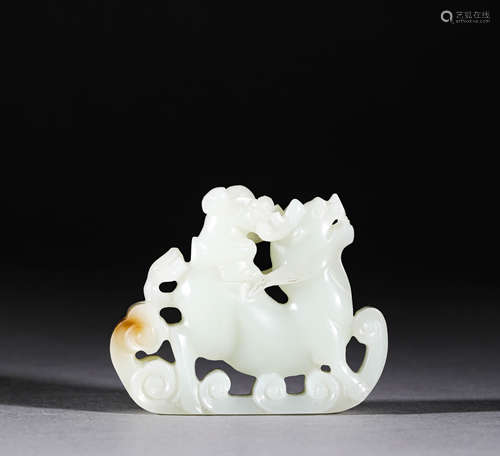 Hetian Jade of Kylin Son in Qing Dynasty