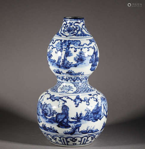 Blue and White Gourd Bottle in Qing Dynasty