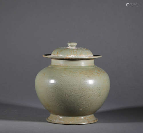 Celadon Bottle with Bird Pattern in Song Dynasty