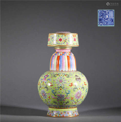 Enamel Vase with Flowers in Qing Dynasty