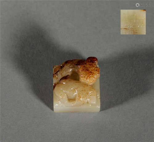 Hetian Jade Seal with Animal in Han Dynasty