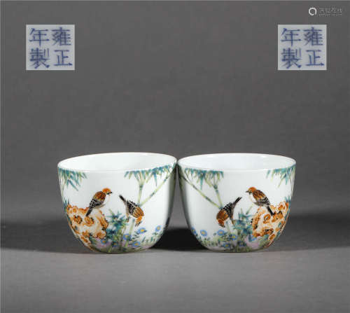 Wine Cup with Flower and Bird in Qing Dynasty