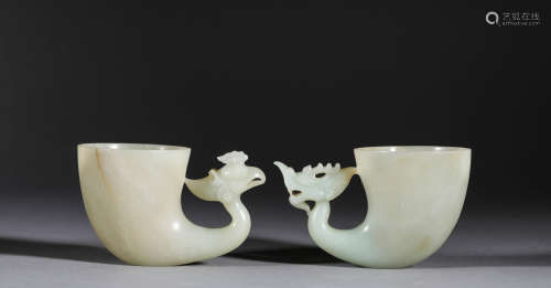 Hetian Jade Cup of Dragon and Phenix in Song Dynasty