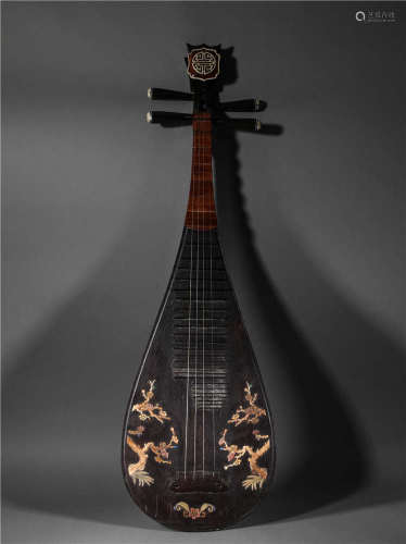 Treasures Inlaid Chinese Zither in Qing Dynasty
