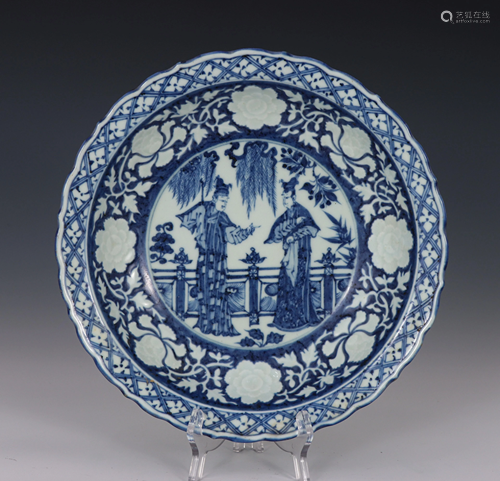 Blue and White Figural Plate