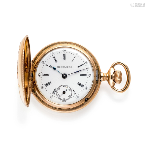 EDGEMERE, TRICOLOR GOLD-FILLED HUNTER CASE POCKET WATCH