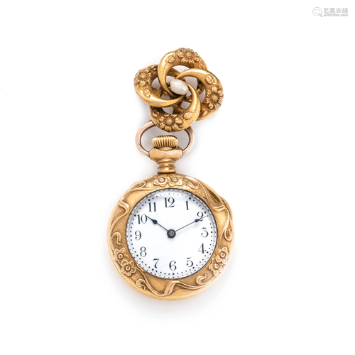 ART NOUVEAU, GOLD-FILLED LAPEL WATCH