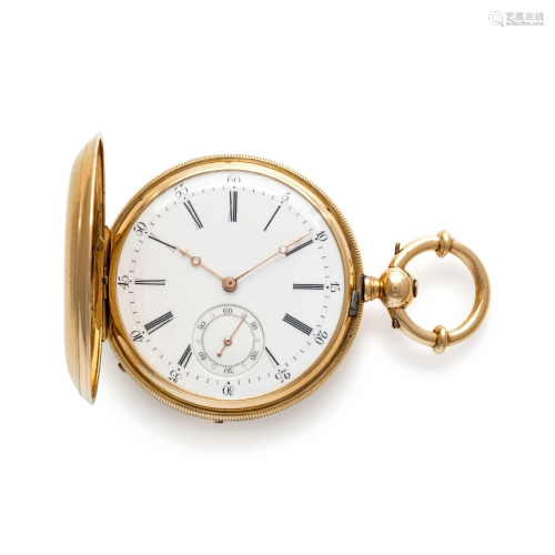 JACOT FRÉRES, YELLOW GOLD HUNTER CASE POCKET WATCH