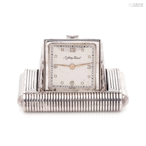 MATHEY TISSOT, ART DECO, STERLING SILVER TRAVEL WATCH