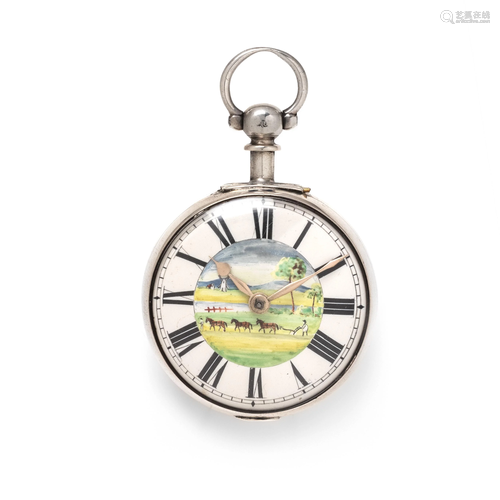 STERLING SILVER OPEN FACE POCKET WATCH