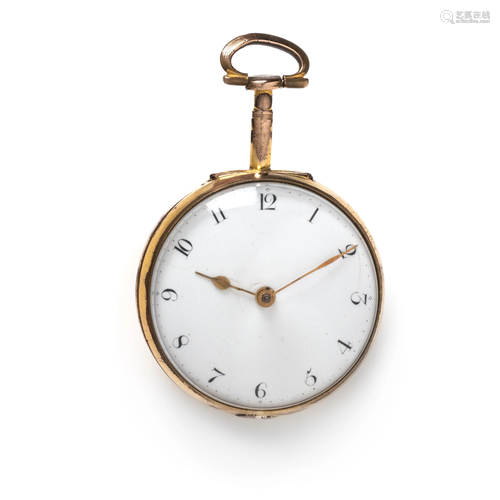 GILT-METAL OPEN FACE POCKET WATCH