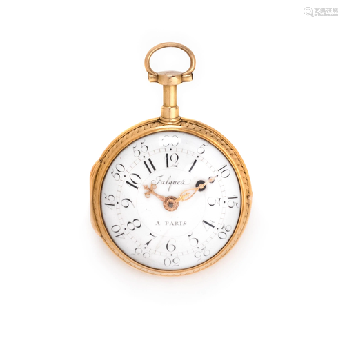 FALQUEA, GILT-METAL OPEN FACE POCKET WATCH