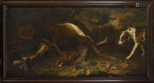 菲利普-费尔南多-德-哈米尔顿（1664-1750），狩猎战利品，雄鹿和野鸡...