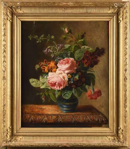 JEAN PIERRE LAYS (1827-1885) 桌上的花瓶 高：56厘米 宽：44厘米 ...