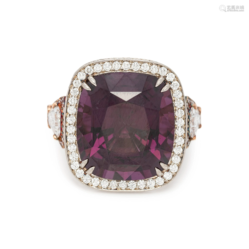 SPINEL AND DIAMOND RING