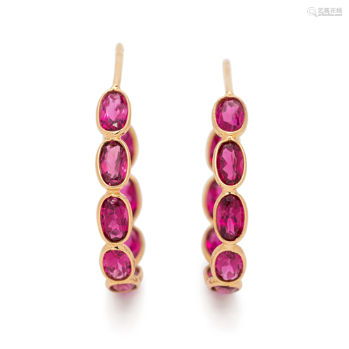 RUBELLITE HOOP EARRINGS