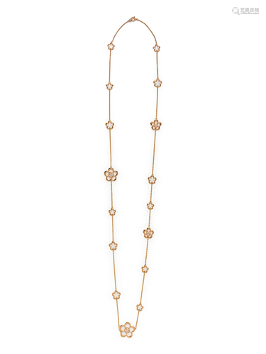 ROSE GOLD AND DIAMOND FLOWER LONGCHAIN NECKLACE