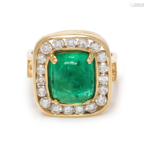 EMERALD AND DIAMOND RING/PENDANT