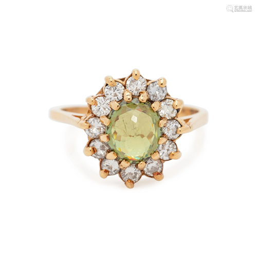 SPHENE AND DIAMOND RING