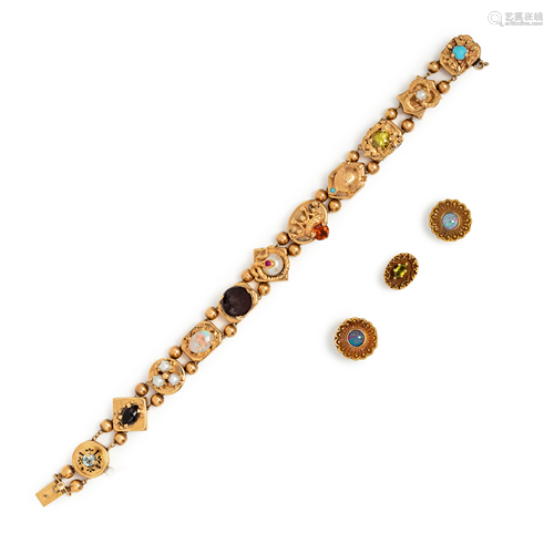 YELLOW GOLD AND MULTIGEM SLIDE BRACELET