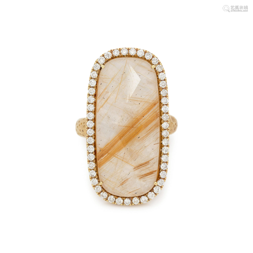 RUTILATED QUARTZ AND DIAMOND RING