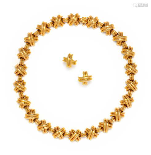 TIFFANY & CO., YELLOW GOLD 'X' SET