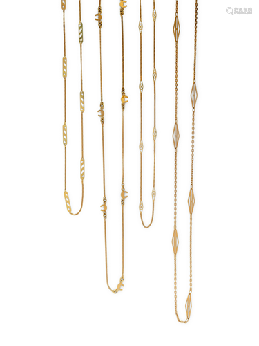 COLLECTION OF YELLOW GOLD NECKLACES