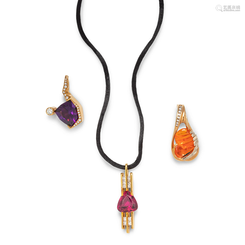 COLLECTION OF GEMSTONE PENDANTS