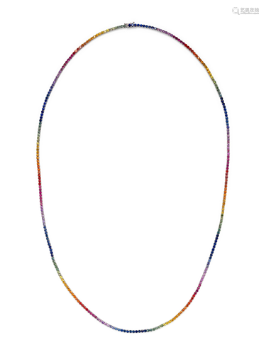 MULTICOLOR SAPPHIRE LONGCHAIN NECKLACE