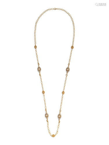 YELLOW GOLD AND DIAMOND LONGCHAIN NECKLACE