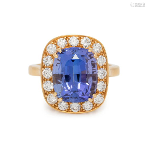 TANZANITE AND DIAMOND RING