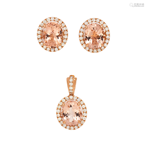 MORGANITE AND DIAMOND SET