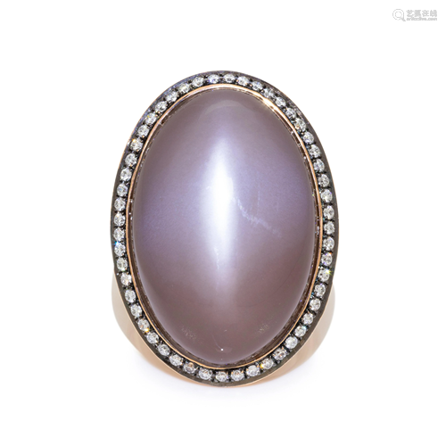 MOONSTONE AND DIAMOND RING