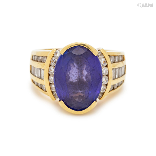 TANZANITE AND DIAMOND RING