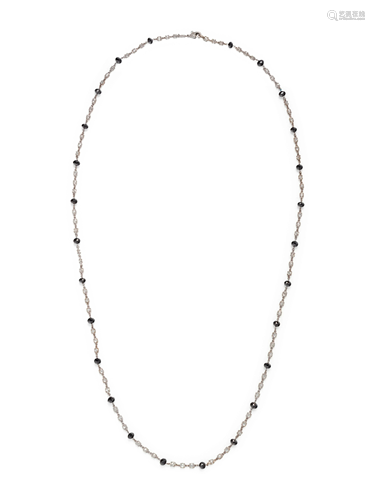 DIAMOND AND BLACK DIAMOND LONGCHAIN NECKLACE