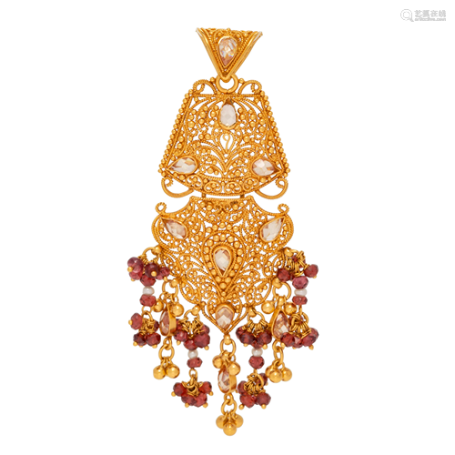 HIGH KARAT GOLD AND GEMSTONE PENDANT