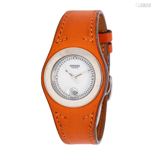 HERMÈS, STAINLESS STEEL 'HARNAIS' WRISTWATCH