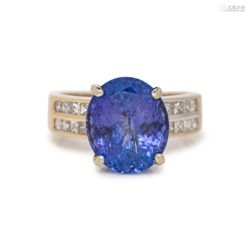 TANZANITE AND DIAMOND RING