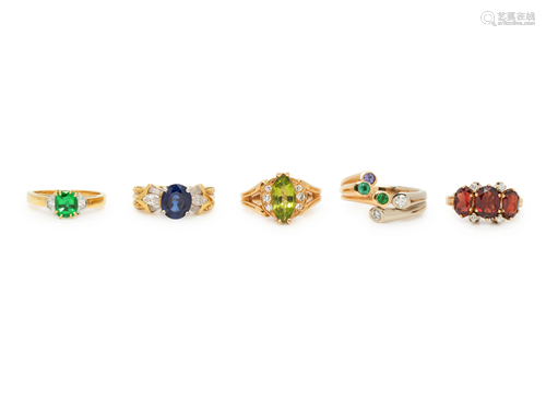 COLLECTION OF GEMSTONE RINGS