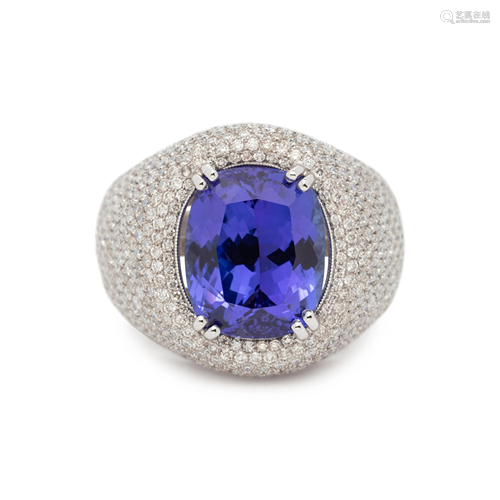 TANZANITE AND DIAMOND RING