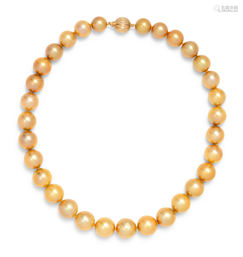 CULTURED GOLDEN SOUTH SEA PEARL NECKLACE